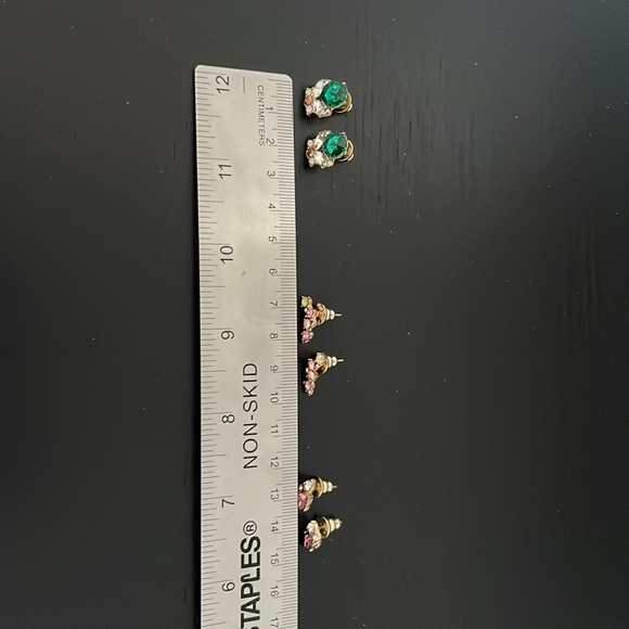 Olive & Piper Elegant Green and Pink Crystal Earrings Set - Picture 3 of 6